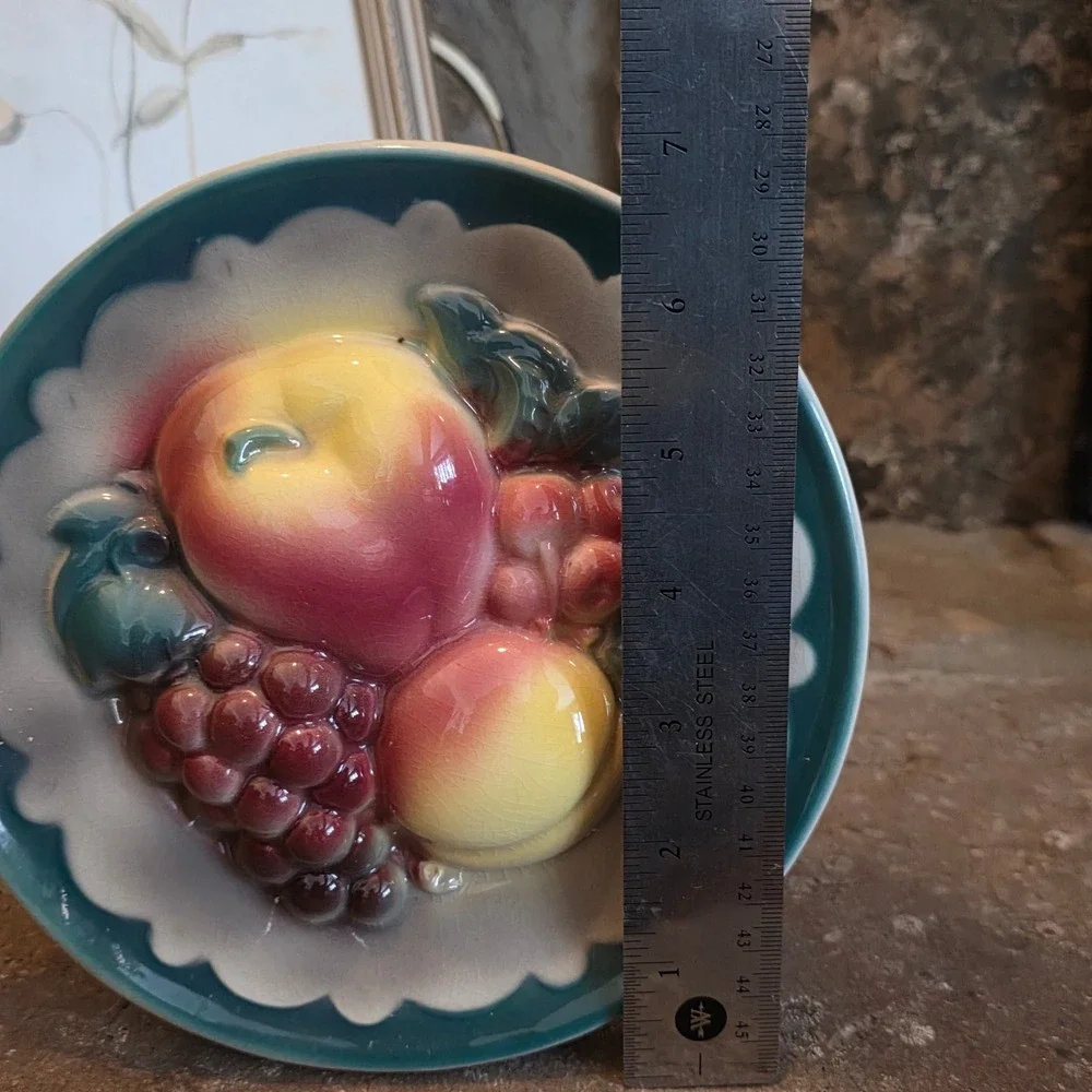 Royal Copley Ceramic Wall Pocket Vase Fruit Harvest Apple Grapes MCM Cottagecore